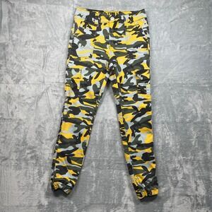 VIP Jeans Women's Camo Cargo Jogger Pants Yellow Green Black Gray Size 7/28